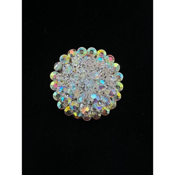 Vintage Aurora Borealis Crystal Brooch Pin - Picture 1 of 9